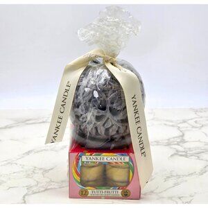 Yankee Candle Stoneware Leaf Tealight Holder and 12 Tutti-Frutti NEW Gift Set